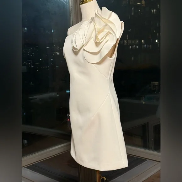 🆕 ACLER 🧿 NWOT Turflea One Shoulder Mini Dress, Ivory - Sz AU 14 US 10 - Picture 5 of 16